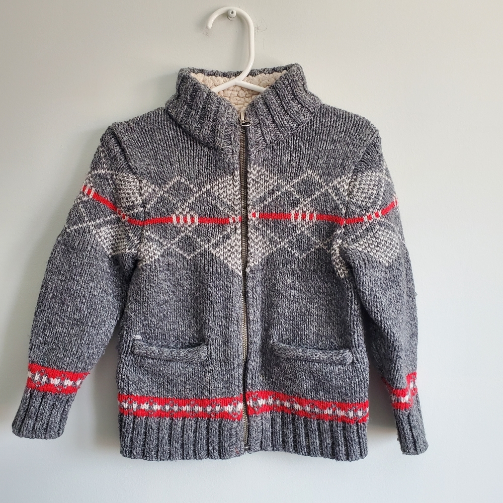 💙 BABY GAP - Grey & Red Zippered Sweater - Size 3
